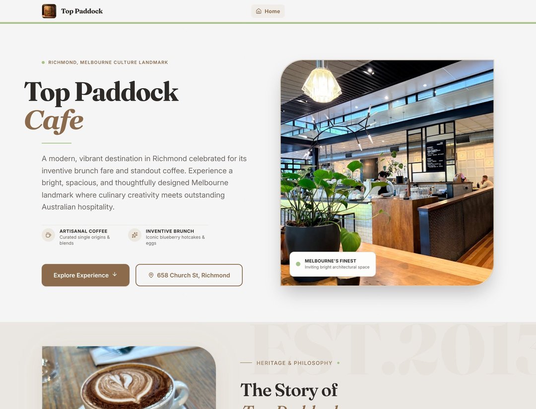Top Paddock Cafe Official Website