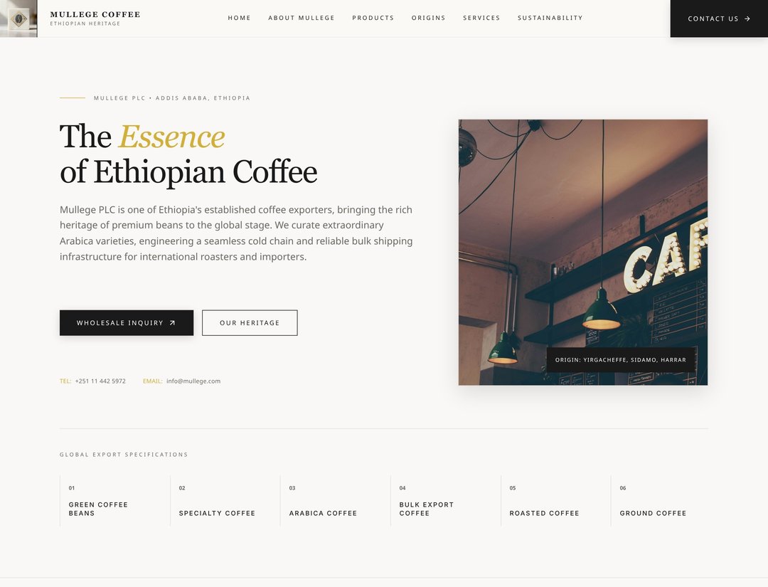 Mullege Coffee - Premium Ethiopian Coffee Export Platform