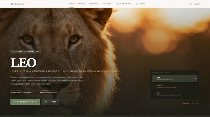 Zoo Resident Immersive Storytelling & Booking Platform