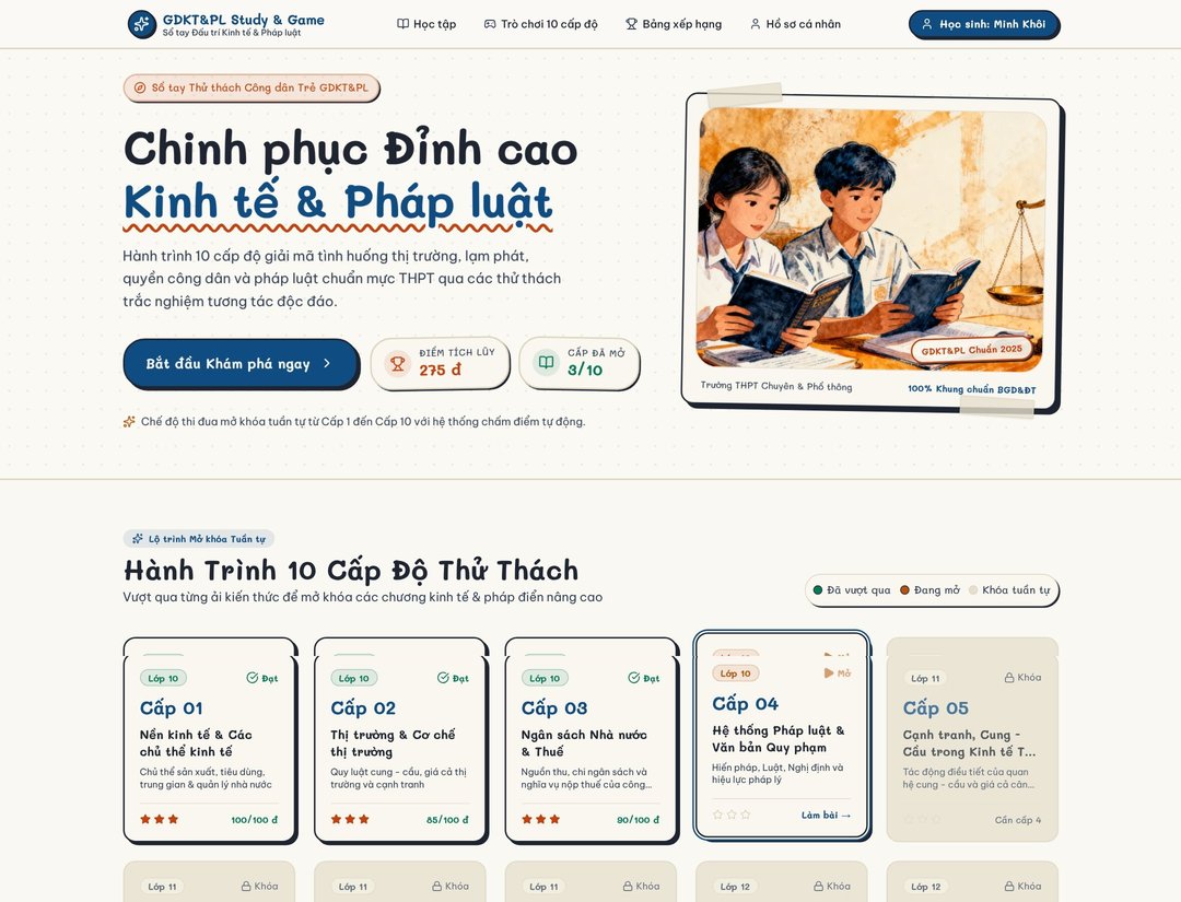 Nền tảng Học tập & Trò chơi môn Giáo dục Kinh tế và Pháp luật THPT