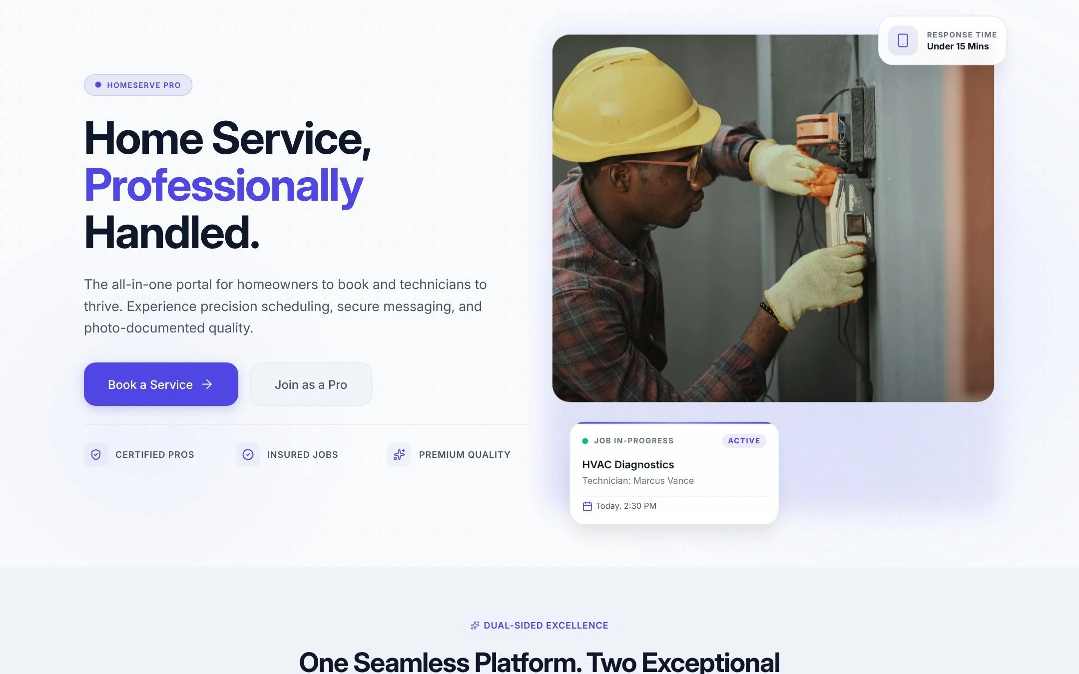 AutoCoder-generated field service portal showing technician appointments, customer records, and notifications