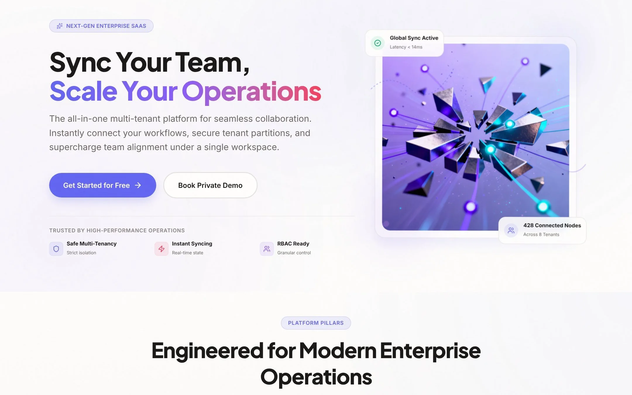 AutoCoder-generated multi-tenant SaaS platform showing organizations, role permissions, and billing settings